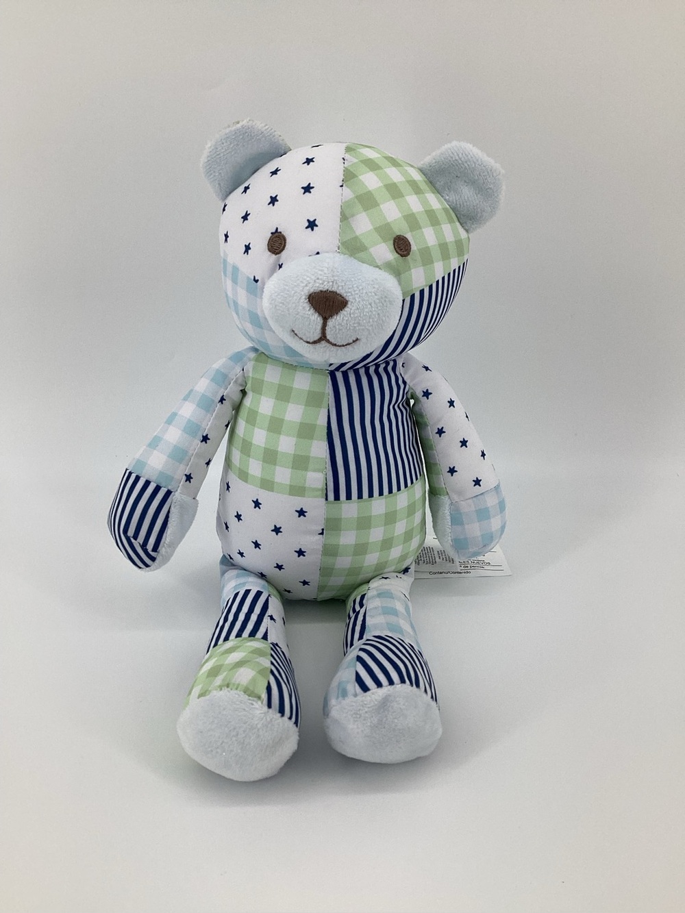 Chickpea Teddy Bear Plush Green Blue Gingham Lovey Stars Striped Color Block